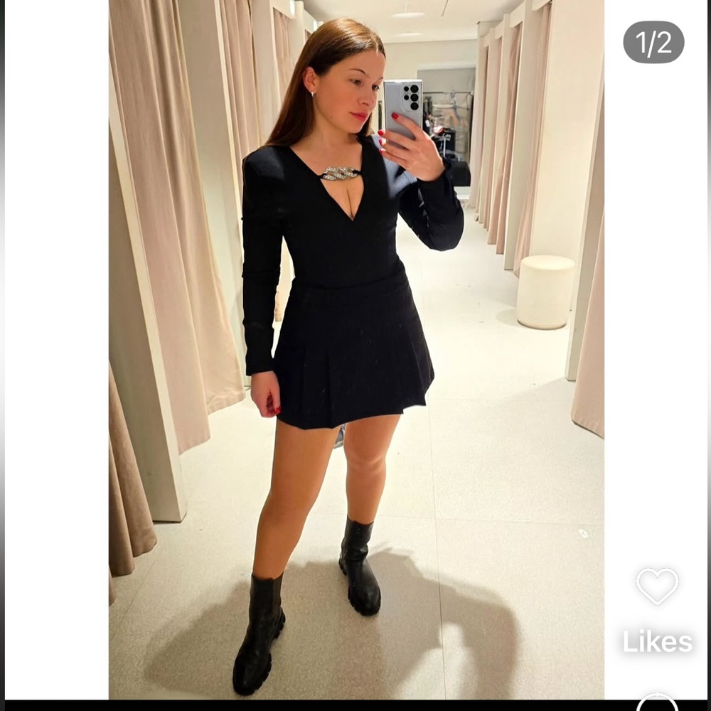 ZARA BEJEWELED STRETCH BODYSUIT - Picture 4 of 11